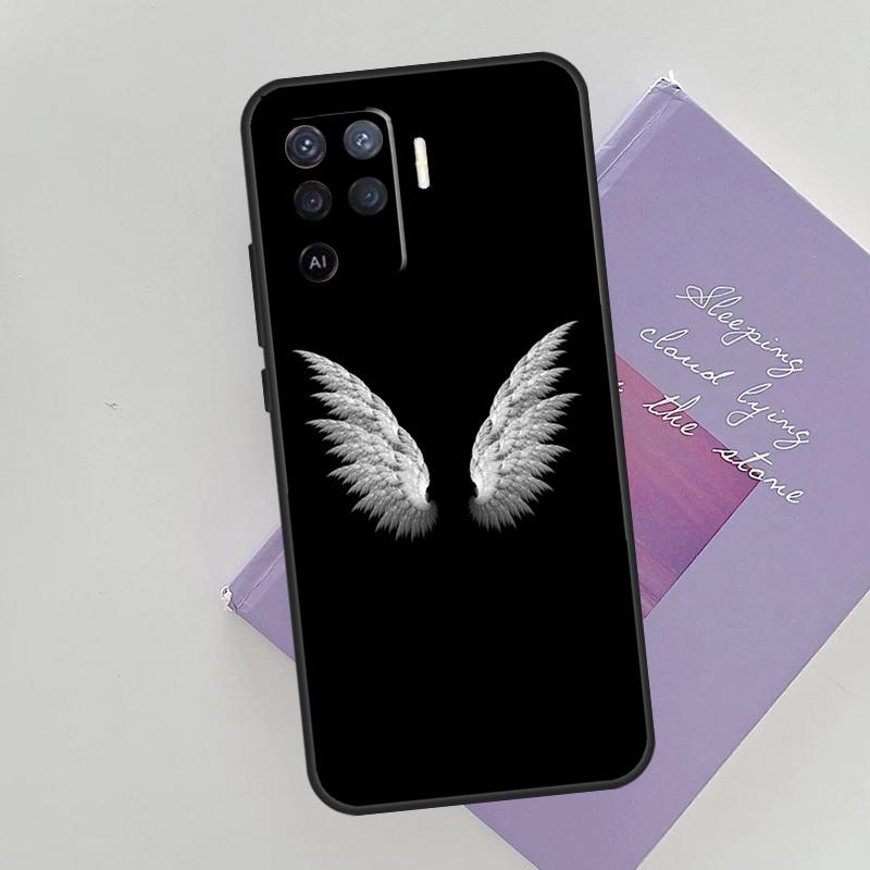 Angel Wings Heart Phone Case For Oppo A54 A74 A94 A15 A16 A17 A52 A72 A76 A96 A57 A58 A78 A98 A53S Cover Case