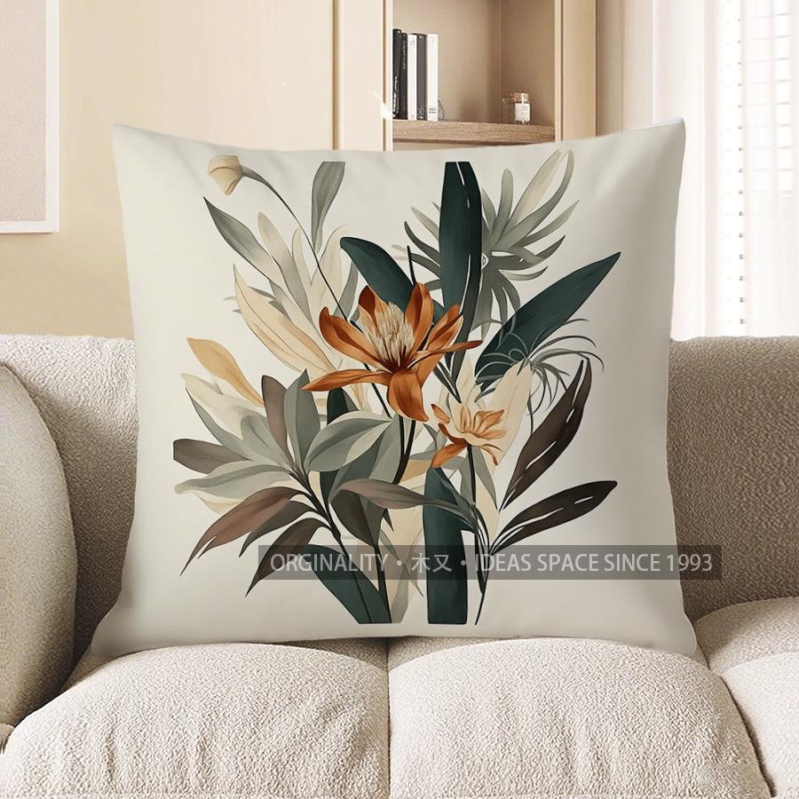 Home Decor Floral Leaves Throw Pillow for Modern Home Pattern Cushion Cover Suitable for Sofa Bedroom Car Pillow Cover