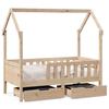 VidaXL Bed Frames for Child and Drawers 80x160cm Solid Pine Wood, Bed for Child, Single Bed for Child, House Bed 3302041