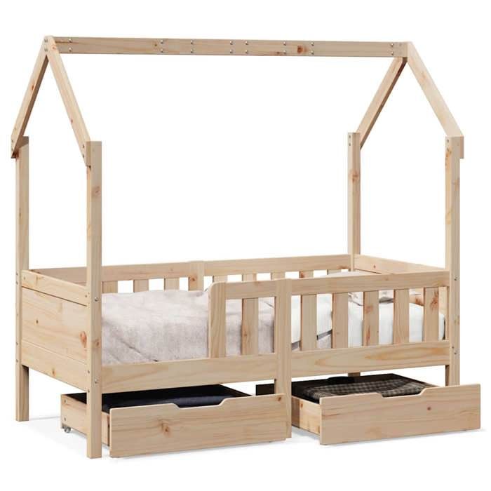 VidaXL Bed Frames for Child and Drawers 80x160cm Solid Pine Wood, Bed for Child, Single Bed for Child, House Bed 3302041