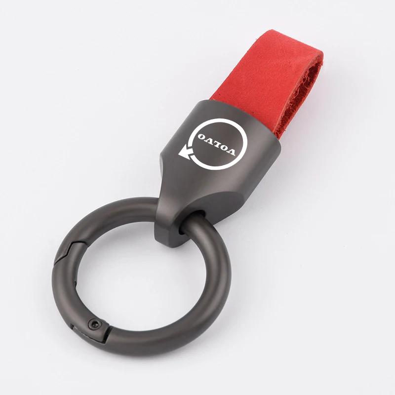 crbuk5 Luxury Leather Metal Key Chain Fashion Keychain Key Ring For Volvo XC90 V90 V60 XC60 V40 S80 S60 S90 C40 XC40 V70 XC70 C30 C70
