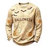 Men's Casual Knit Neck Long Sleeve Top with Halloween Print