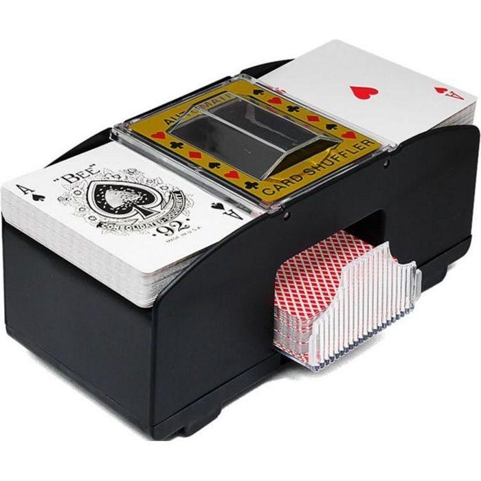Mélangeur de cartes automatique - Shuffle Machine - 1-2 jeux - Plastique noir - Alimentation 4x AA