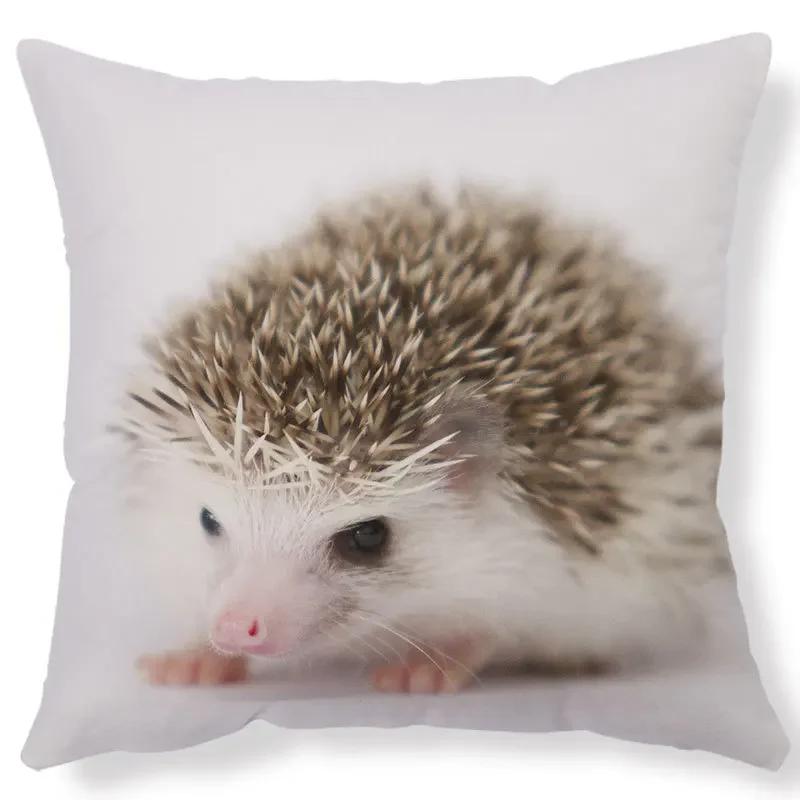 Home Living Room Cushion Covers Lovely Little Hedgehog Design Adornment Sofa Holds Pillowcase 45*45cm