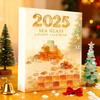 Adventní kalendář Vánoční strom z mořského skla 2025 24 dní Odpočítávání svátků s mini ozdobami z mořského skla Dekorace vánočního stromku s oceánskou tématikou