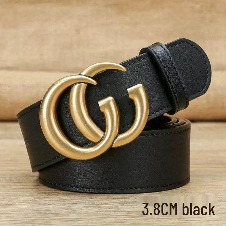 Dámský kožený pásek s přezkou Double G - Ležérní tenký pásek v pase k šatům