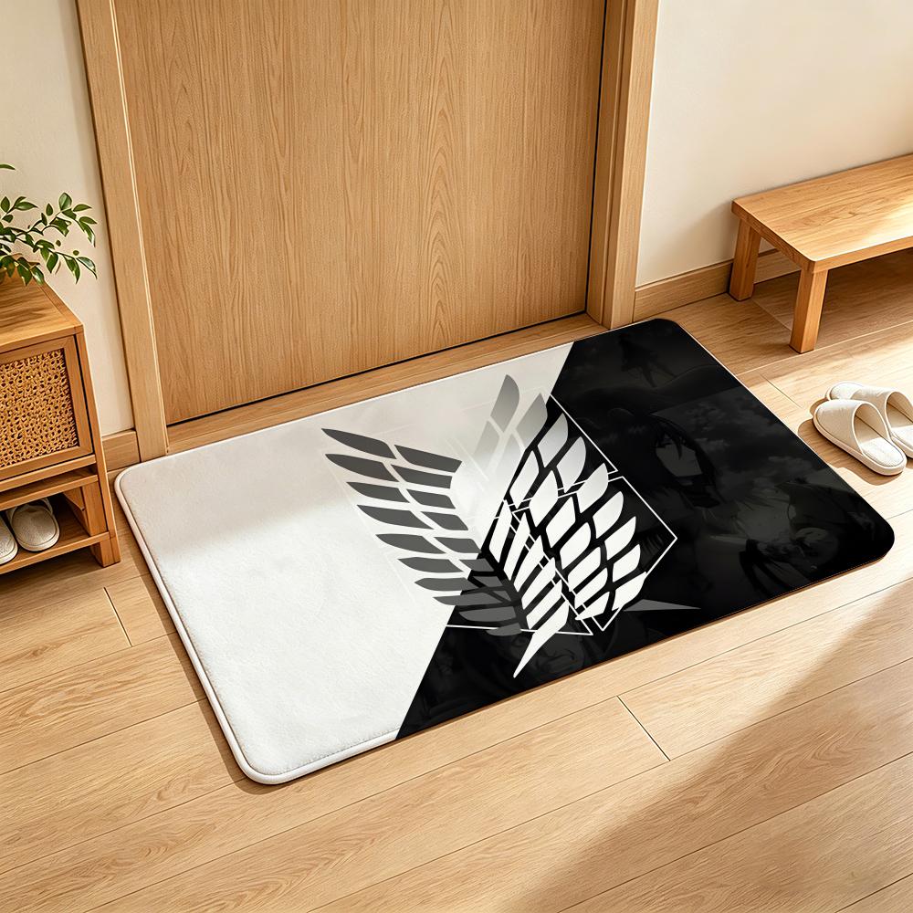 Anime A-Attack O-on T-Titan Floor Mat Soft Flannel Floor Mat Suitable for Entryways, Living Rooms, Bedrooms, and Bathrooms