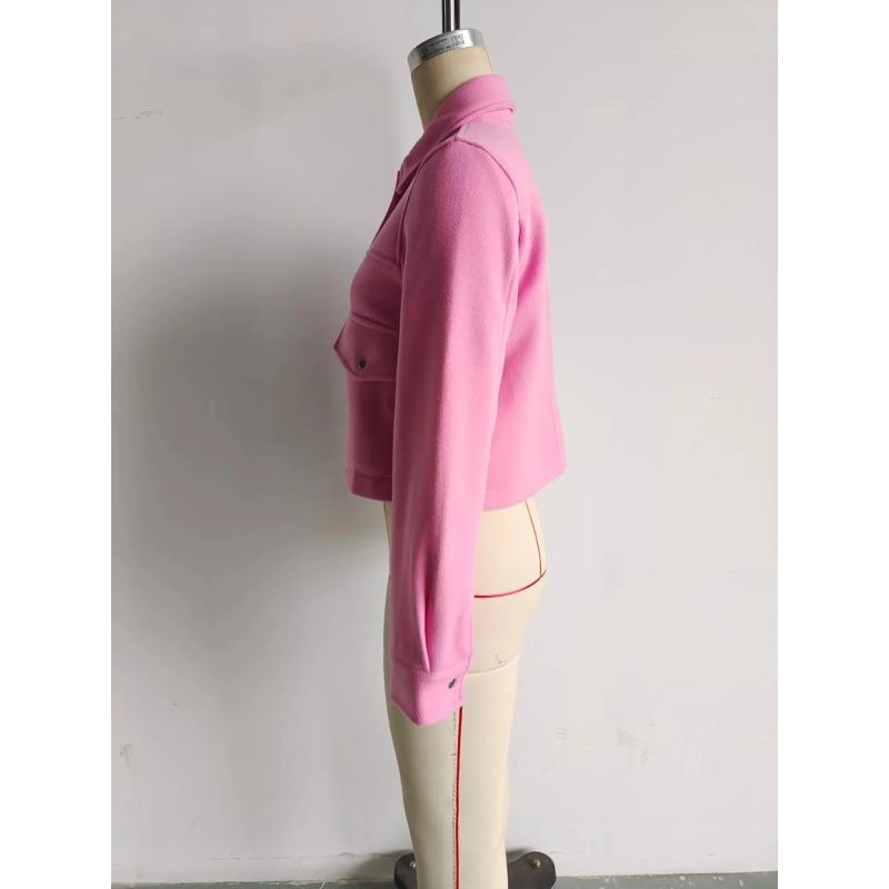 Women Jackets Button Down Turndown Collar Jacket with Pockets Bomber Coats Autumn Winter Women Solid Coat Streetwear Casual Female Outerwear Chic Tops