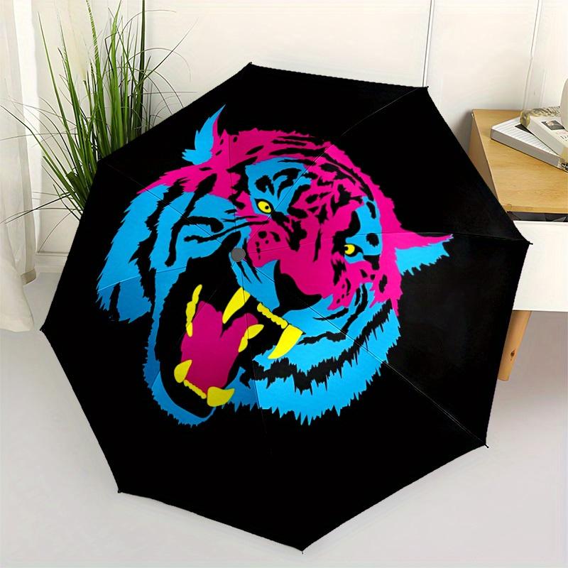 1pc Tiger Head Automatic Open/close Folding Umbrella, Compact Portable Travel Umbrella,Durable Construction yy250814122