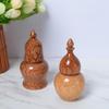Natural Wood Toothpick Holder With Dustproof Lid Vintage Grain Design For Home Kitchen Dining Table Decor