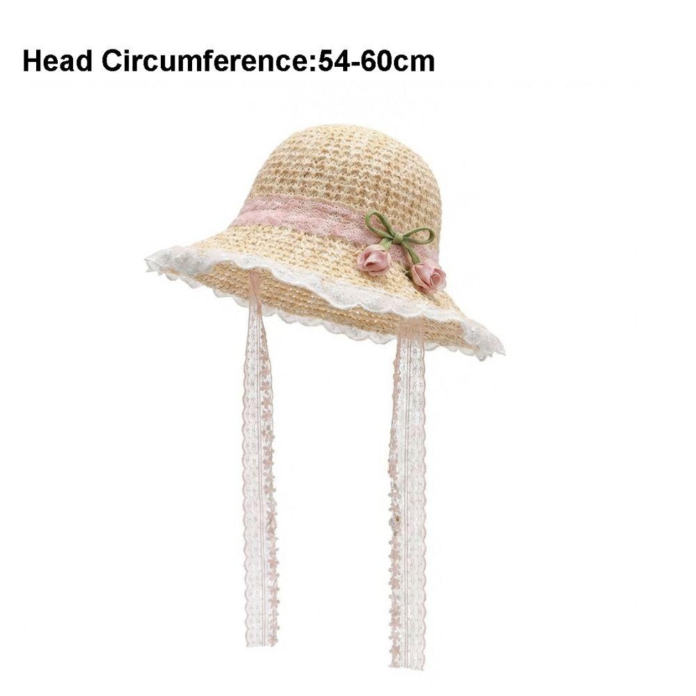 Lace Straw Hat Wide Brim Sunshade Hat Fashion Sunscreen Hat  Summer