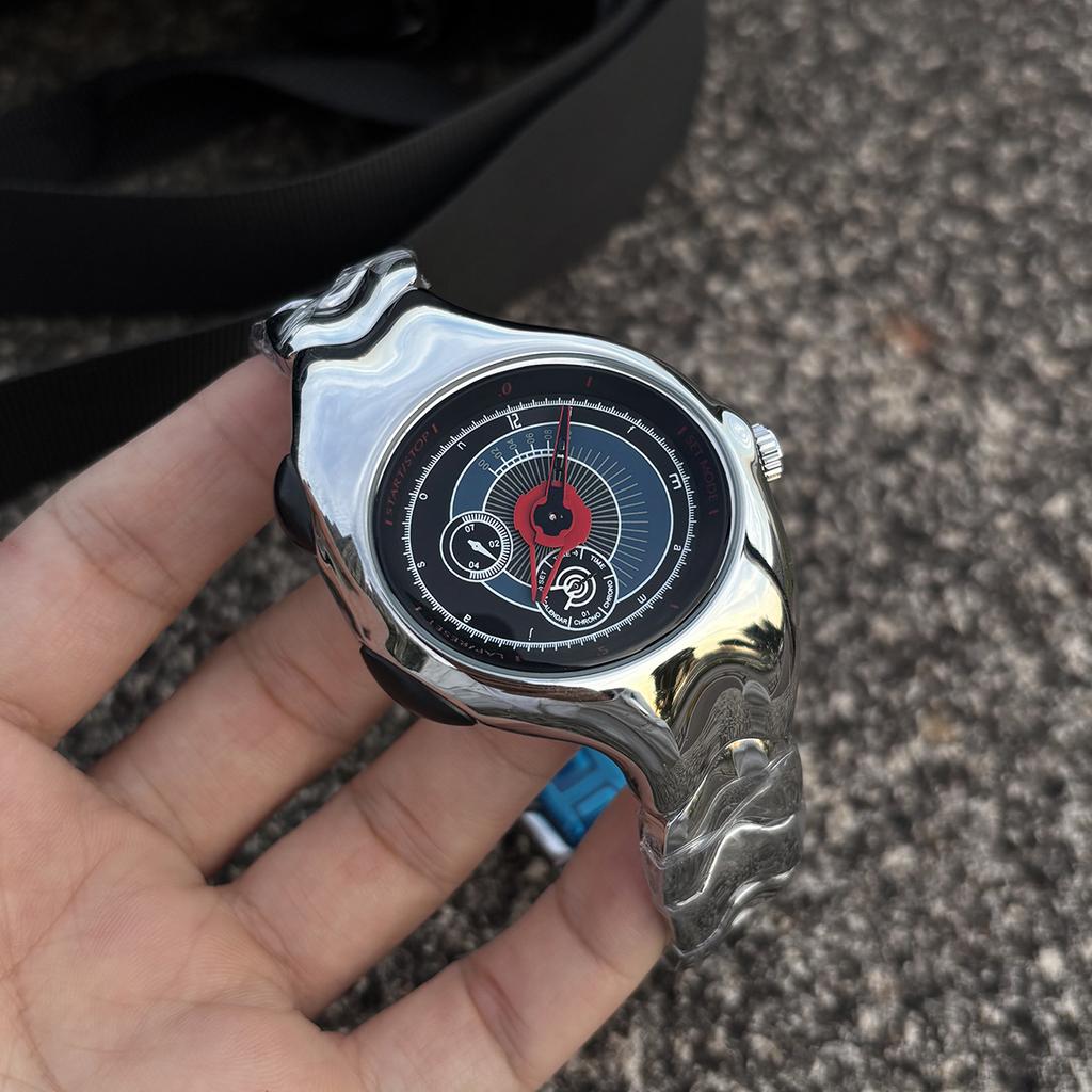 Hot selling Alien Unique Y2k Quartz Watch Mens Twisted Case Oval Ellipse Special Creative Design Steel Fashion Men Watch Clock