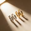 Women's Buckle Style Stainless Steel Earrings with Micro Inlaid Zircon Jewelry, Fashionable European and American Design