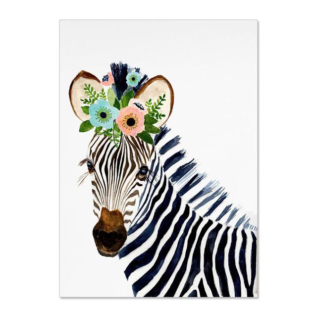 

Мультфильм животное милый носить цветок слон зебра детские плакаты и принты настенное искусство холст картины настенные картины детская комната декор без рамки 21*30cm No Frame