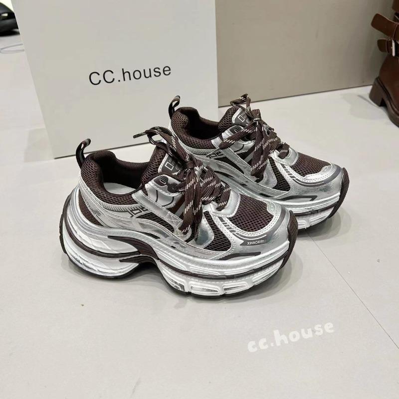 

Осень новая мода двухслойная толстая подошва увеличивающие рост папины кроссовки полированные ретро и старые повседневные спортивные кроссовки тренд 40 серебряный