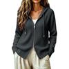 Women's Zip-Up Hooded Knit Cardigan Top for Layering