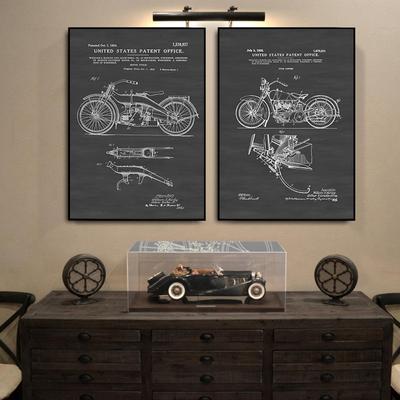 Retro motoros mozdony alkatrészek elemzése diagram kép vászonfestés nordic Wall Art poszter és nyomat lakberendezéshez