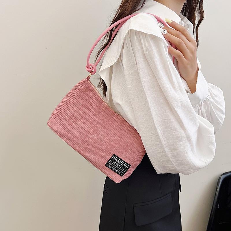 New corduroy casual bag women's bag fashion oblique span shoulder portable commuter underarm bag trendy bag