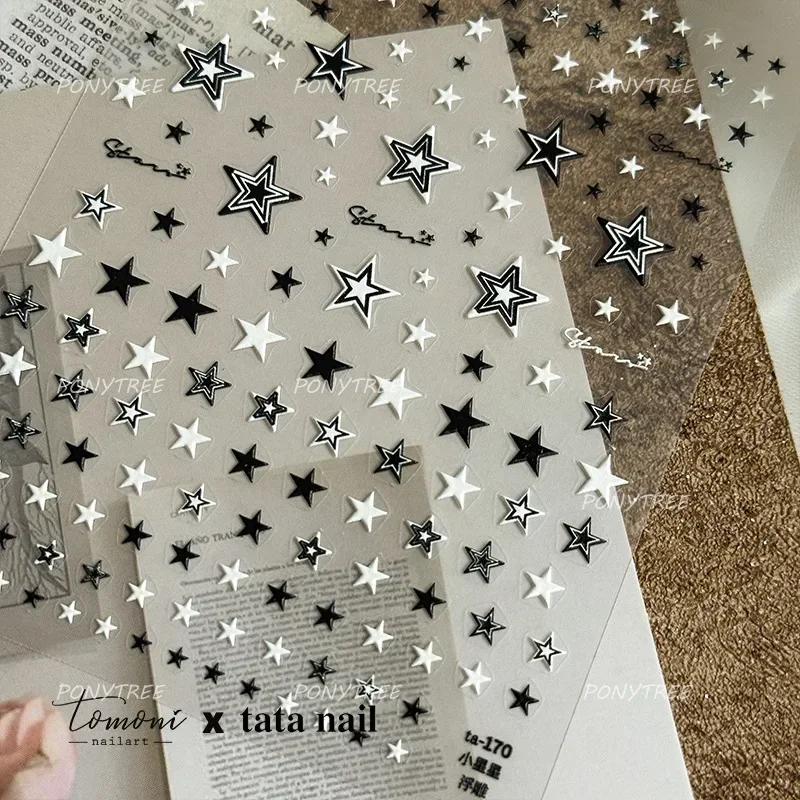 Retro Gold Silver Star Sun Moon Flower Gothic Love Geometric Shapes Starburst Nail Art Stickers Manicure Decals Decoration