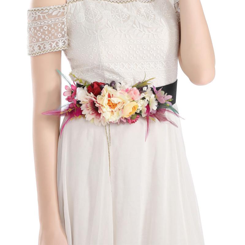 Bridal Feather Flower Elastic Waistband Accessory