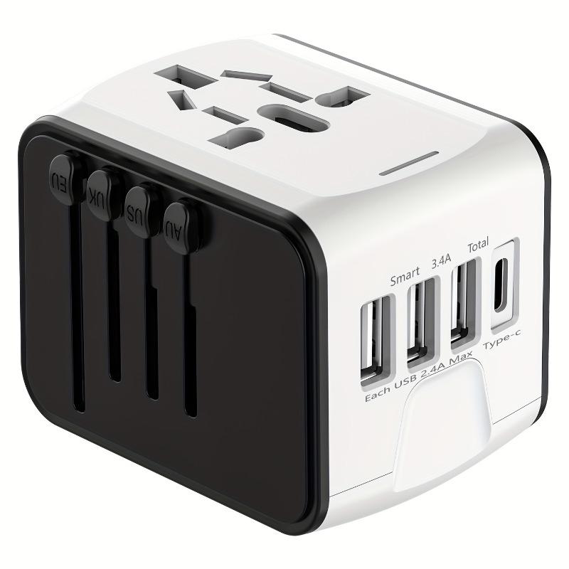 Universeller Reiseadapter Reiseladegerät für US EU UK AUS Reisen mit 3 USB- und 1 Typ-C-Anschluss