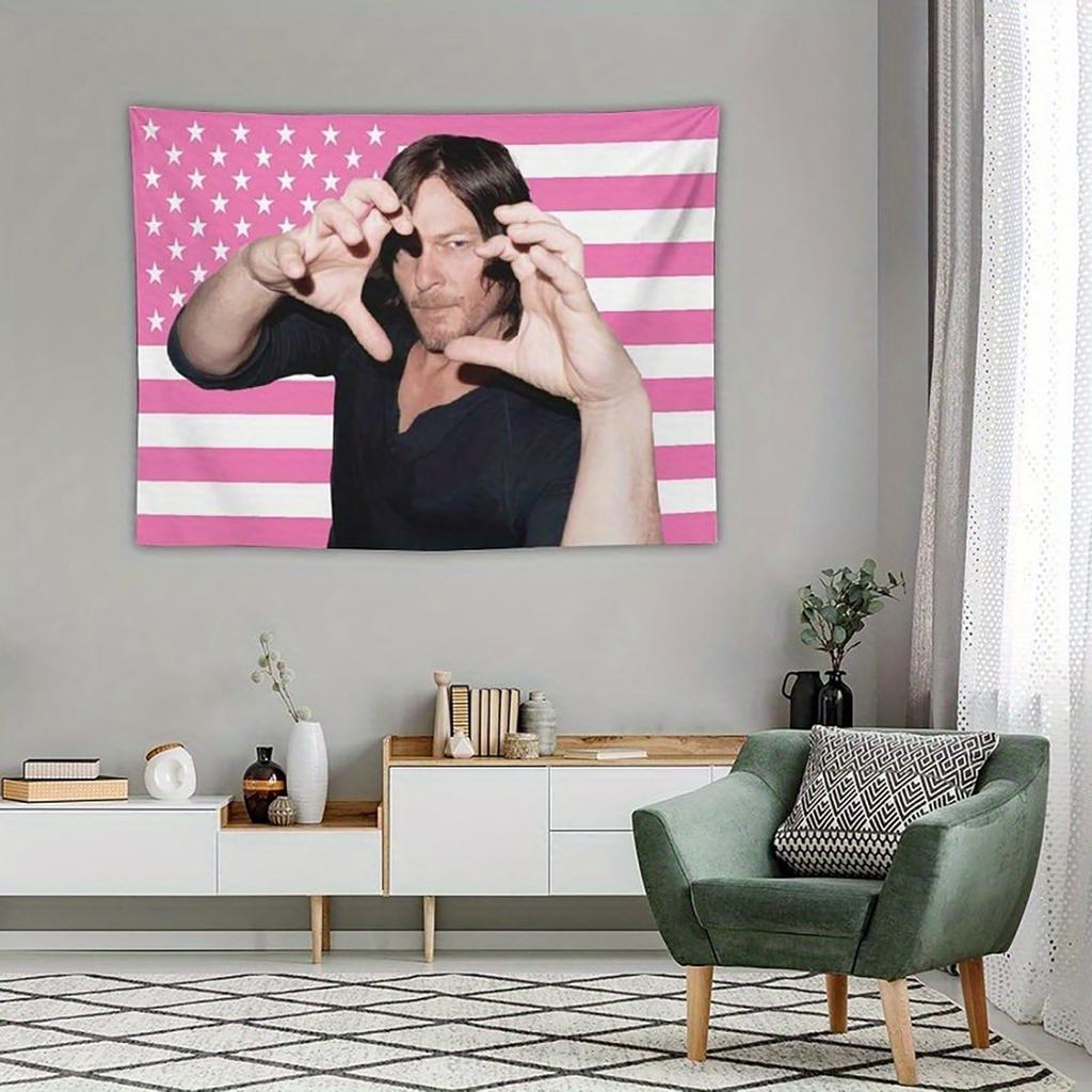 1pc YKHJSDMZ Daryl Star Dixon Pink American Flag Wall Hanging Vibrant Patriotic Decor for Campus Dorms Bedrooms Living Room