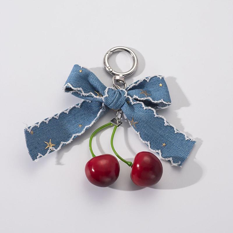 

Трендовый джинсовый брелок Y2K со звездой и бантом в винтажном стиле, модный кулон для сумки, подвеска для ключей, украшение для ключей, подарки A1