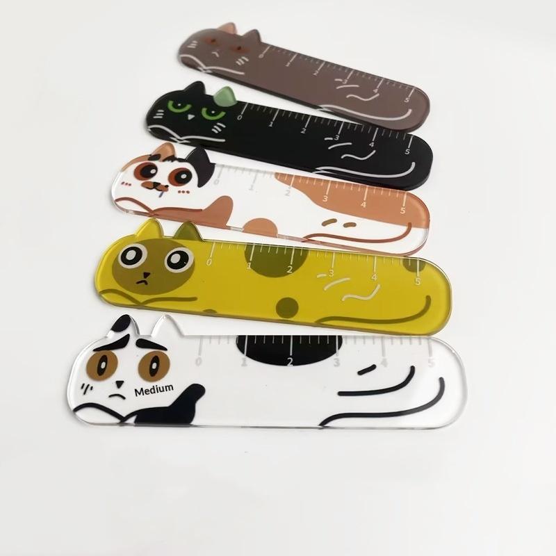 Cute Cartoon Animal Cat Dog Ruler Mini 5cm Portable Stationery Ruler Pendant Backpack Charm Student Prize Student Reward Gifts