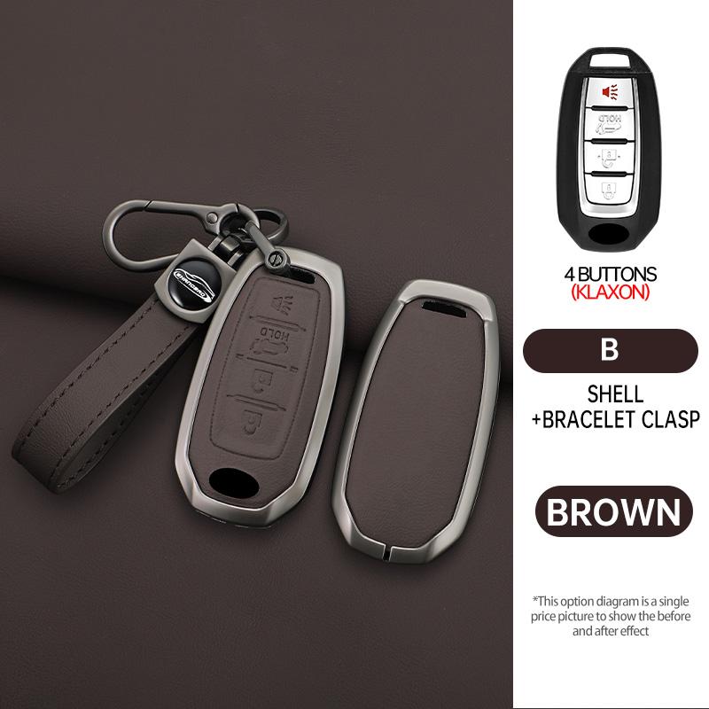 For Infiniti Q50 Q60 Qx50 Qx55 Qx60 Q70L Zinc Alloy Leather Car Full Key Case Cover Smart Remote Keychain Accessories
