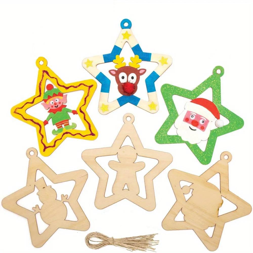 A Top Quality Jesus Manger Wooden Hanging Pendants House Shape Christmas Tree Decorations Religious Wood Gifts for Home Cafe