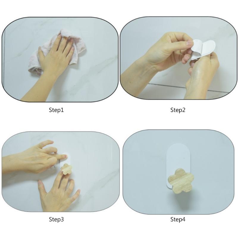 Wood Wall Hook Hanger Wall Mounted Hook Heart Star Hexagon Flower Metal Hooks