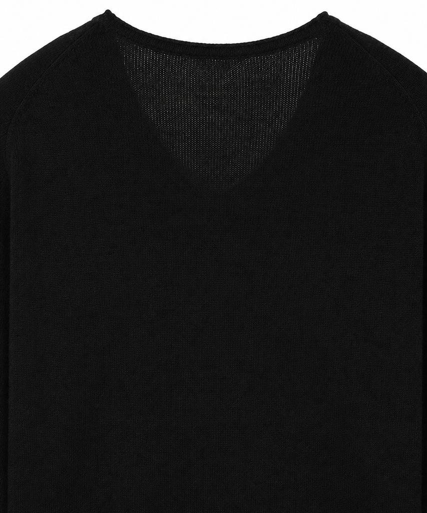 IL CORSO Lambswool Roll-Up V-Neck Knit Black