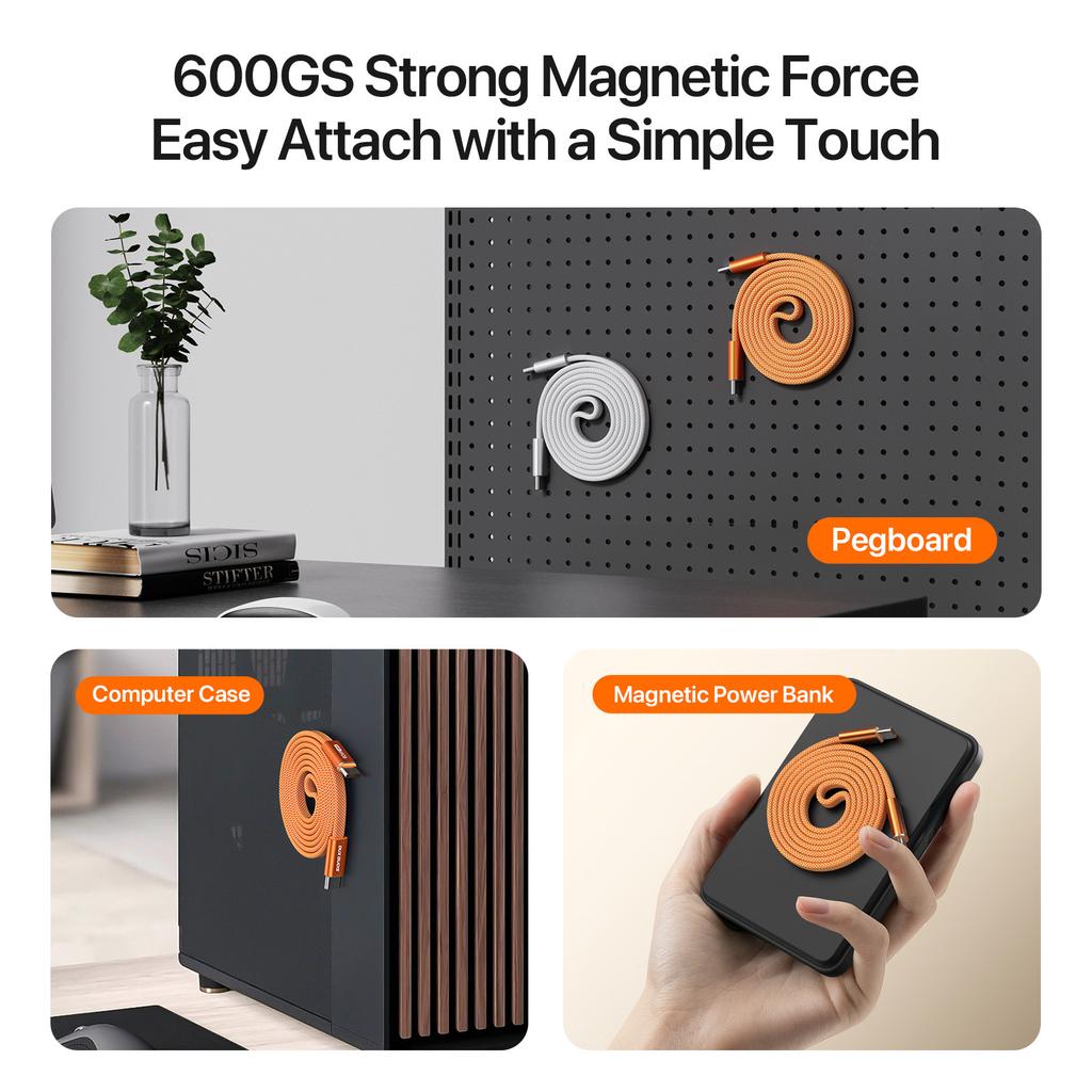 60W Type-C To Type-C 1m DUX DUCIS AUTO Series 60W Type-C To Type-C 1m Aluminum-Alloy Magnetic Coiled Cable