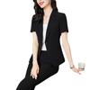 Women's Thin Black Blazer with Short Sleeves - Summer Professional Suit Set for Formal Work