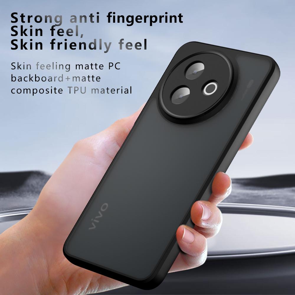 For Vivo Y39 5G Case Skin-Touch TPU+PC Matte Phone Shell,Transparent Black