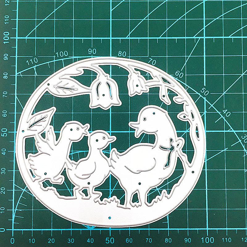 Runde Grenze Drei Ente Design Stil Metall Stanzformen DIY Scrapbooking Präge Schablone Papier Handwerk Album Vorlage