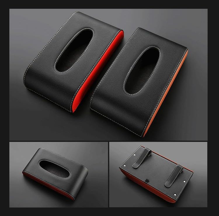 JFOLKS Your Car Easy To Reach While Car Tissue Tissue Tissue Sun Visor Hanging Compact PU Simple and Can Also Be Attached To Back Seat 4 Colors Black