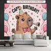 2D Kawaii Capybara Toddler Birthday Bedroom Tapestry