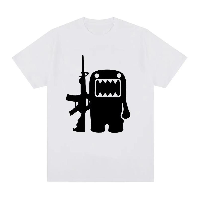 Funny Domo Kun AK47 Retro Graphic T Shirt Men's O-Neck High Quality Fashion T-Shirt Man 100% Cotton Oversized Tshirts Streetwear