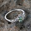 925 Sterling Silver Green Moss Agate Promise Rings for Women Elegant Leaf Shape Ring Unique Wedding Jewelry Gift