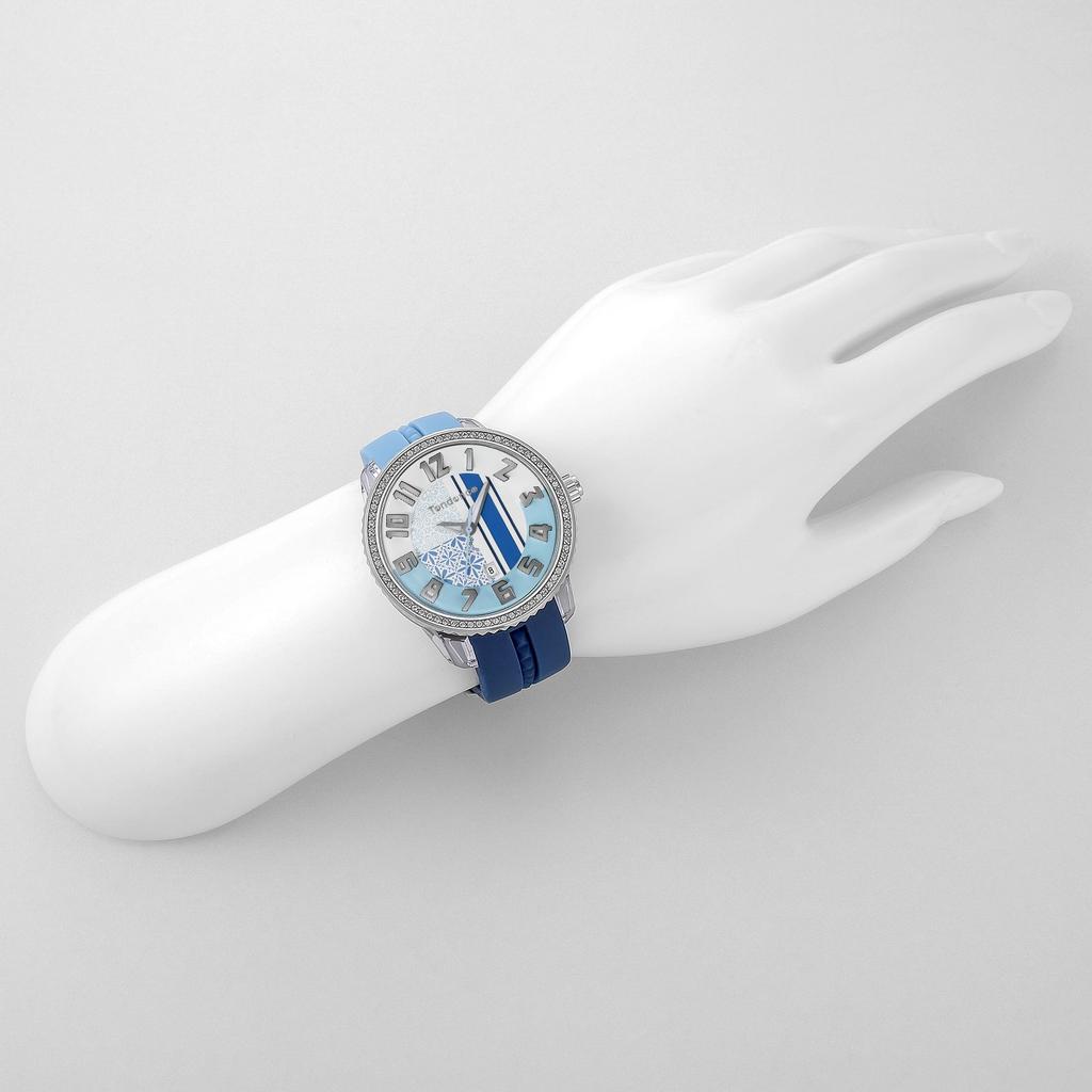 Crazy Medium Stainless Mineral Blue [Tendence] Watch, Blue/White Dial, Steel, Glass, Quartz, 42.5mm, Women's,