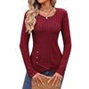 Women's Autumn and Winter Waist Cinched Round Neck Tight Long Sleeved Top