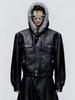 Men's Goshawk Plus Velvet Hooded Jacket - Thickened Leather, Big Fur Collar, Winter Cotton Coat