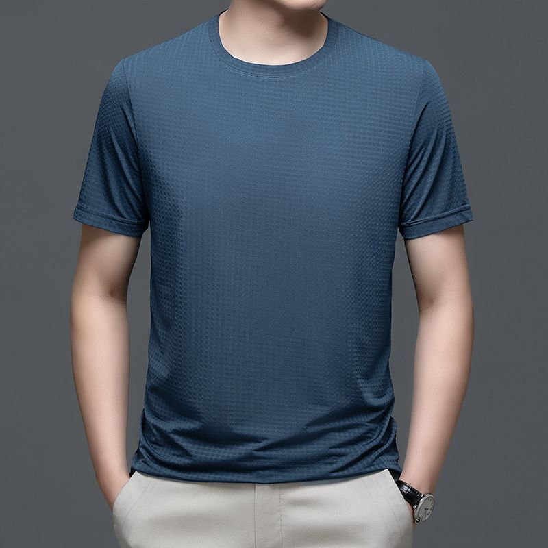 

Новая летняя деловая повседневная мода Универсальная футболка с круглым вырезом, клетчатым принтом, свободного кроя оверсайз, минималистичная, с коротким рукавом L серый