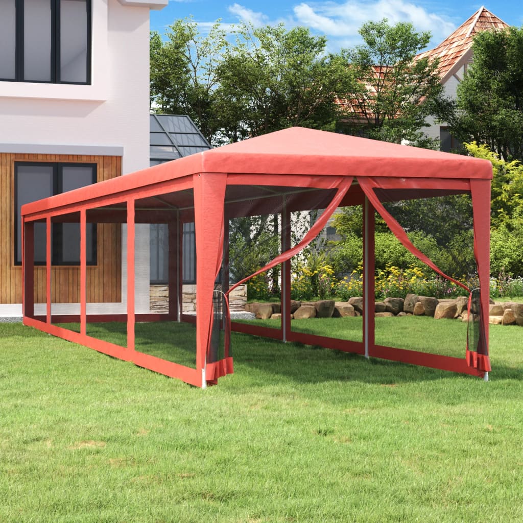 Vidaxl Party Tent With 10 Mesh Walls, Red, 3X12 M, Hdpe