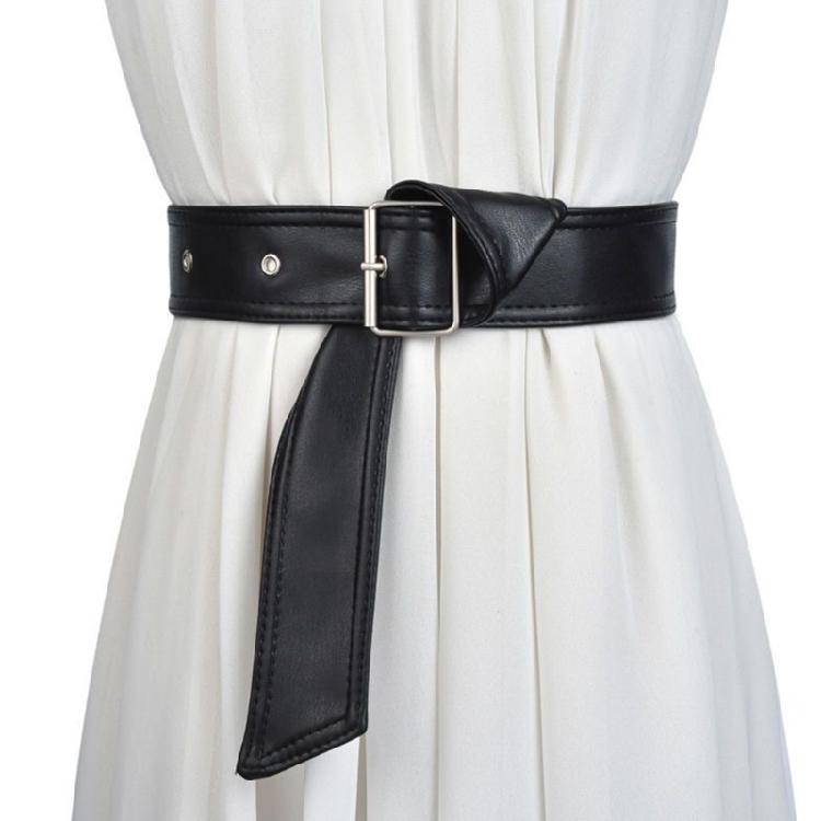 Practical Black PU Belt Flexible Waist Strap Adults Teens Adjustable Length Soft Comfortable Design