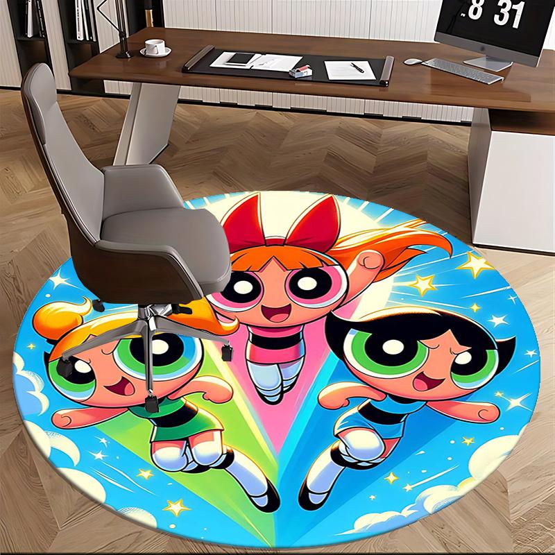 Powerpuff Girls, Chair mat Round Rug Office carpet, Non slip, Suitable for Living Rooms, Bedrooms,Decor1205888a