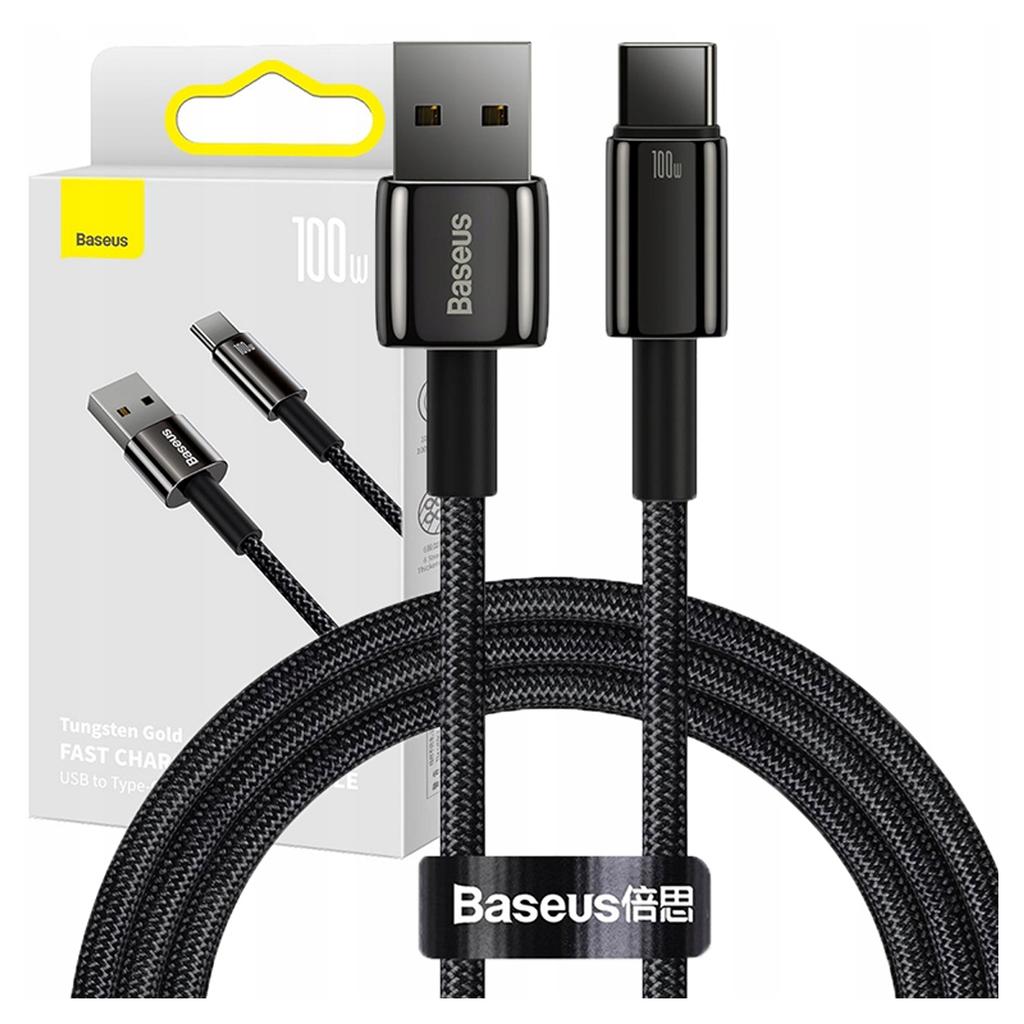 Kabel Usb Do Usb-C Baseus Tungsten Gold, 100W, 2M (Czarny)