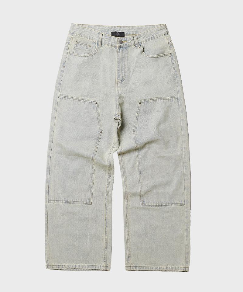 ARTISTWEAR [2Colors] Vintage Washed Double Knee Denim Pants