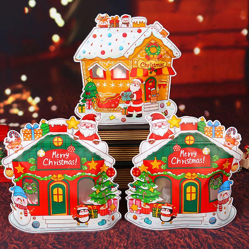 5Pcs Christmas Gift Packaging Bag Large Gift Candy Apple Box Bag Gift Bag Portable Baking Snowflake Crisp Bag